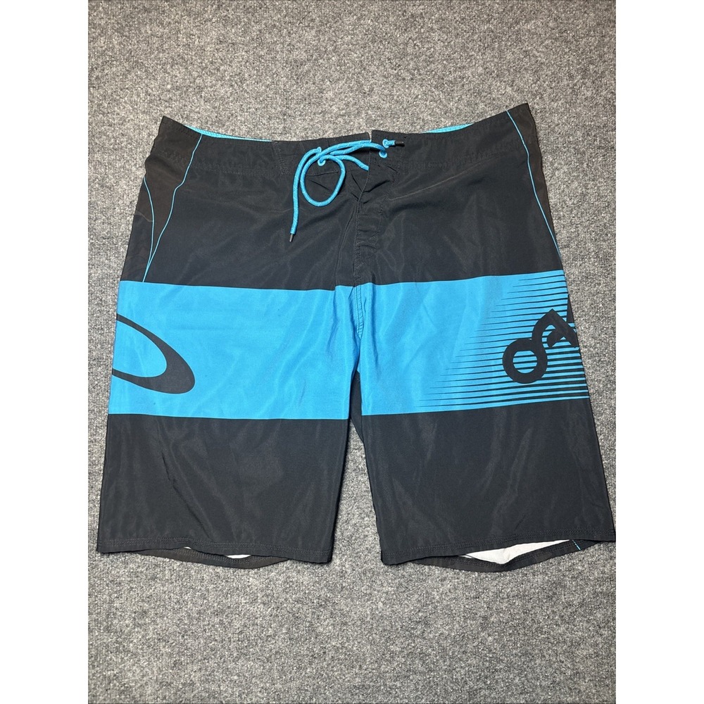 Oakley Blue Black Board Shorts Surf Swim Trunks SZ 38